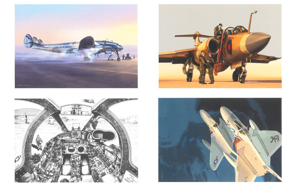 4 cartes postales Cockpit