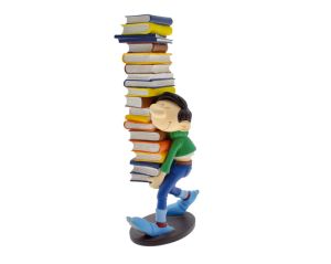 Figurine Gaston portant une pile de livres