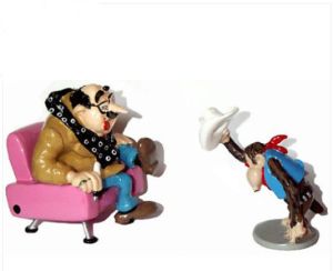 Figurine M. Demesmaeker et le chimpanzé déguisé en cow-boy