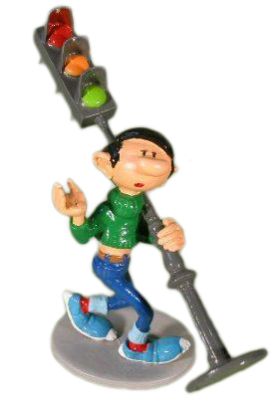 Figurine Gaston et le feu tricolore