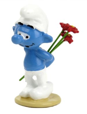 Figurine Schtroumpf aux fleurs