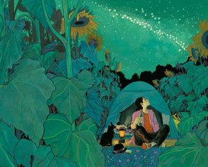 Affiche Fabrizio Dori Couverture Dieu Vagabond vert 40x50cm