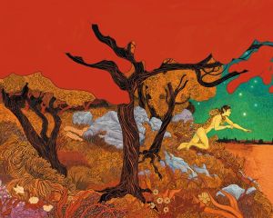 Affiche Fabrizio Dori Dieu Vagabond orange 40x50 cm
