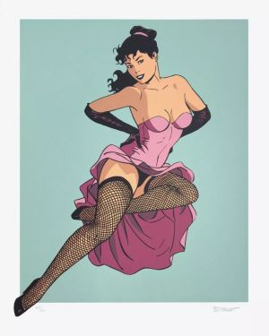 Sérigraphie Pin-up frou frou