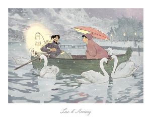 Affiche Les Cygnes du Lac d'Annecy - 40x50cm n&s