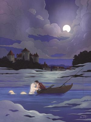 Mini affiche luxe La Sirène du Lac d'Annecy par Miss Prickly