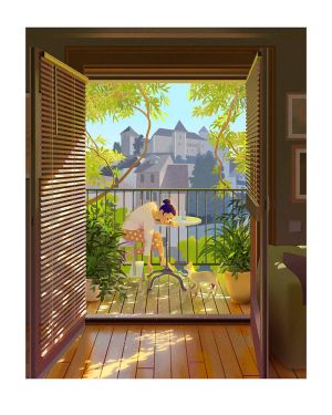 Affiche Cécile Bidault - "Vue Sur Le Château d'Annecy" - 40x50 cm