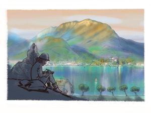 Affiche Annecy - Dessiner le lac (30x40 cm) - numérotée et signée