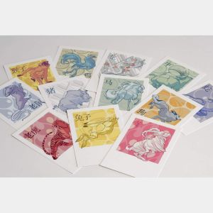 Pochette Cartes postales zodiaque chinois