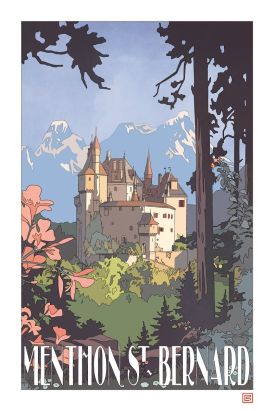 Affiche Régis Lejonc - "Château de Menthon Saint Bernard" - 40x60cm