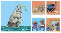 Set de 5 canevas Tintin ; Le secret de la Licorne