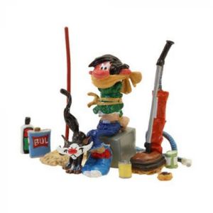 Figurine Gaston bâillonné avec son chat