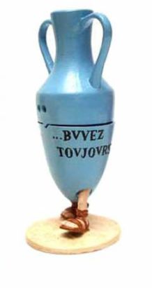 Figurine Amphore Publicitaire Bleue "Buvez Toujours"