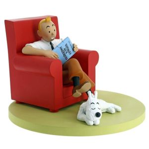 Figurine Tintin résine fauteuil rouge