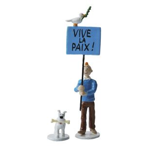 Figurine carte de voeux 1972 Tintin et Milou - "Vive la paix"