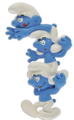 Magnet Schtroumpfs faisant la courte-échelle