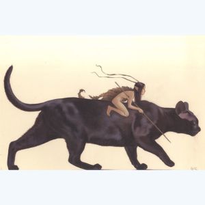 Affiche Elfe sur chat ; Erlé ; 30x40