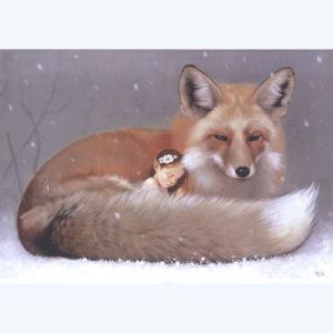 Affiche Elfe et renard neige ; Erlé ; 50x70
