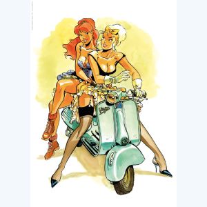 Affiche A ; ux, sur le scooter ; Meynet ; Signée & Numérotée 149 ex. ; 21x29