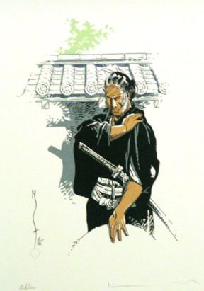 Sérigraphie Samouraï HC ; Michetz ; Signée & Numérotée ex. ; 26x36,5