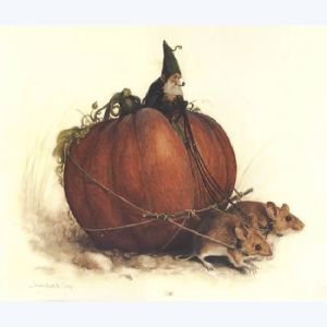 Affiche Lutin sur une citrouille ; Monge ; 40x50