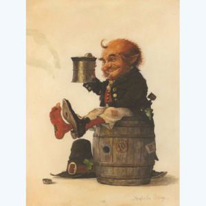Affiche Lutin sur un tonneau ; Monge ; 30x40