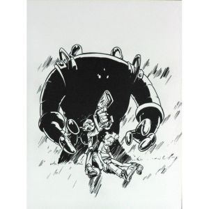 Sérigraphie Spirou N°6 N&B ; Munuera ; Signée & Numérotée ; 30x40 Sérigraphie Spirou N°6 N&B ; Munuera ; Signée & Numérotée ; 30x40