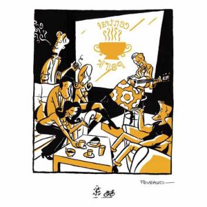 Affiche Au café ; Peyraud ; 30x40