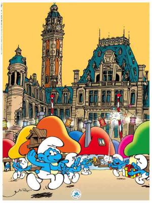 Affiche signée par Thierry Culliford ; Peyo; Walthéry ; Signée & Numérotée 200 ex. ; 30x40 Affiche signée par Thierry Culliford ; Peyo; Walthéry ; Signée & Numérotée 200 ex. ; 30x40