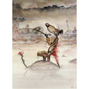 Affiche Le pêcheur ; P'tiluc ; 50x70
