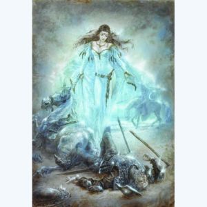 Affiche El caballero ; la blanca luna ; Royo ; 50x70