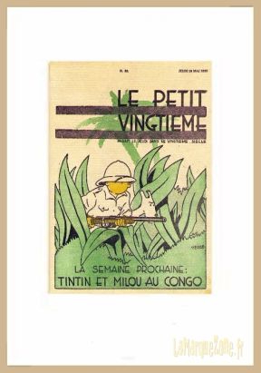 Tintin au Congo - Couverture du Petit Vingtième - Reproduction encadrée 1