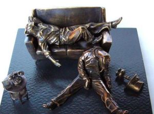 Figurine Plomb Blacksad - Scène du canapé bronze
