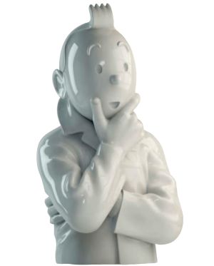 buste porcelaine - Tintin pense brillant- 24 cm