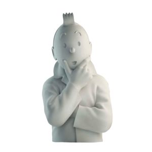 buste porcelaine - Tintin pense mat - 24 cm