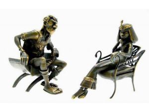 César et Cléopatre en bronze