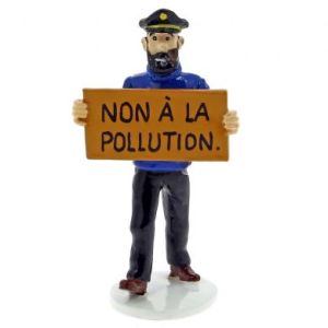 Figurine plomb Tintin - Haddock non à la pollution