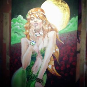 Dessin original de Kieran - Poison Ivy - Acrylique feuille Or sur carton - 60cmx40cm Dessin original de Kieran - Poison Ivy - Acrylique feuille Or sur carton - 60cmx40cm