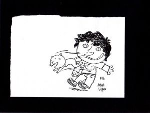 Illustration originale Hugo et Cagoule ; page 1 (case 4) Illustration originale Hugo et Cagoule ; page 1 (case 4)