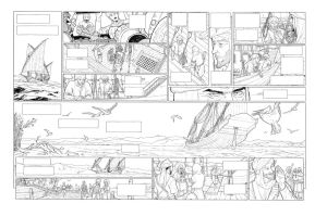 Planche originale Sarrasins ! ; double page 6-7 Planche originale Sarrasins ! ; double page 6-7