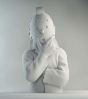 buste porcelaine - Tintin pense mat