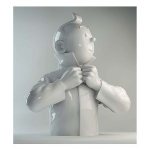 buste porcelaine - Tintin ferme son col brillant