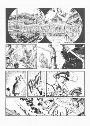 Planche originale Le marin, l'actrice et la croisière jaune tome 1 ; page 5 Planche originale Le marin, l'actrice et la croisière jaune tome 1 ; page 5