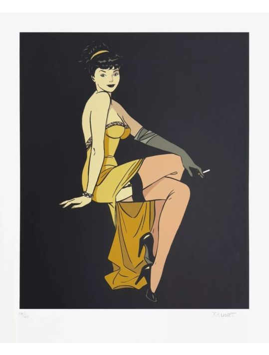 Sérigraphie Pin-up à la cigarette main product photo