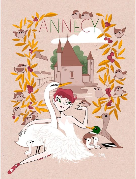 Affiche Annecy - La Danse du Cygne n&s (30x40 cm) main product photo