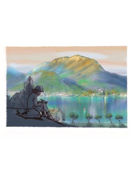 Affiche Annecy - Dessiner le lac (30x40 cm) - numérotée et signée main product photo