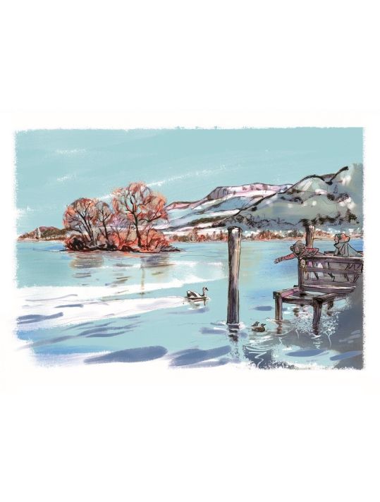 Affiche Annecy - Lac en Hiver (30x40 cm) - numérotée et signée main product photo