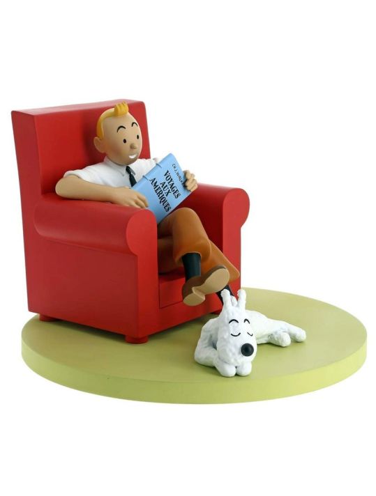 Figurine Tintin résine fauteuil rouge