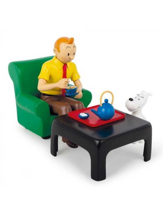 Figurine de collection Tintin et Milou en train de prendre le thé main product photo