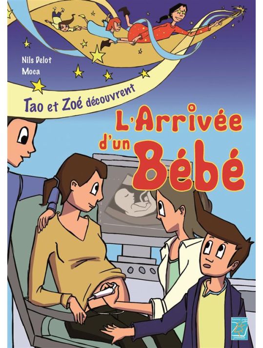 Tao et Zoé découvrent l'arrivée d'un bébé main product photo